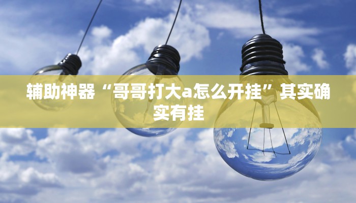 辅助神器“哥哥打大a怎么开挂”其实确实有挂