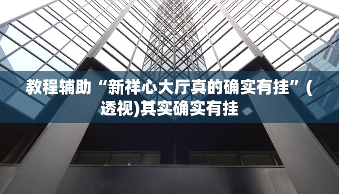 教程辅助“新祥心大厅真的确实有挂”(透视)其实确实有挂