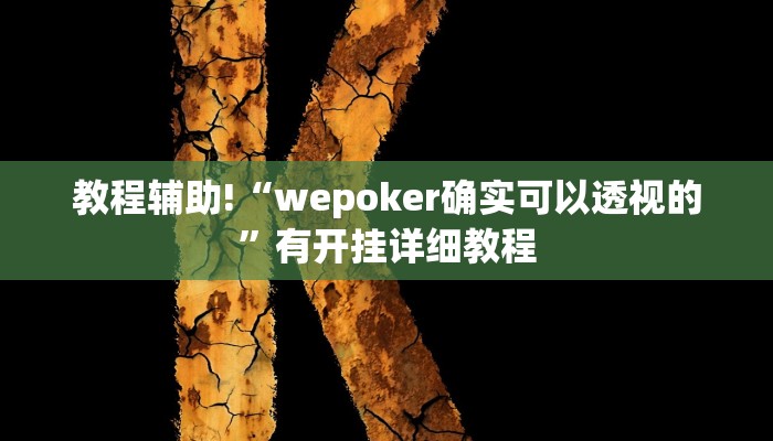 教程辅助!“wepoker确实可以透视的”有开挂详细教程 教程辅助!“wepoker确实可以透视的”有开挂详细教程